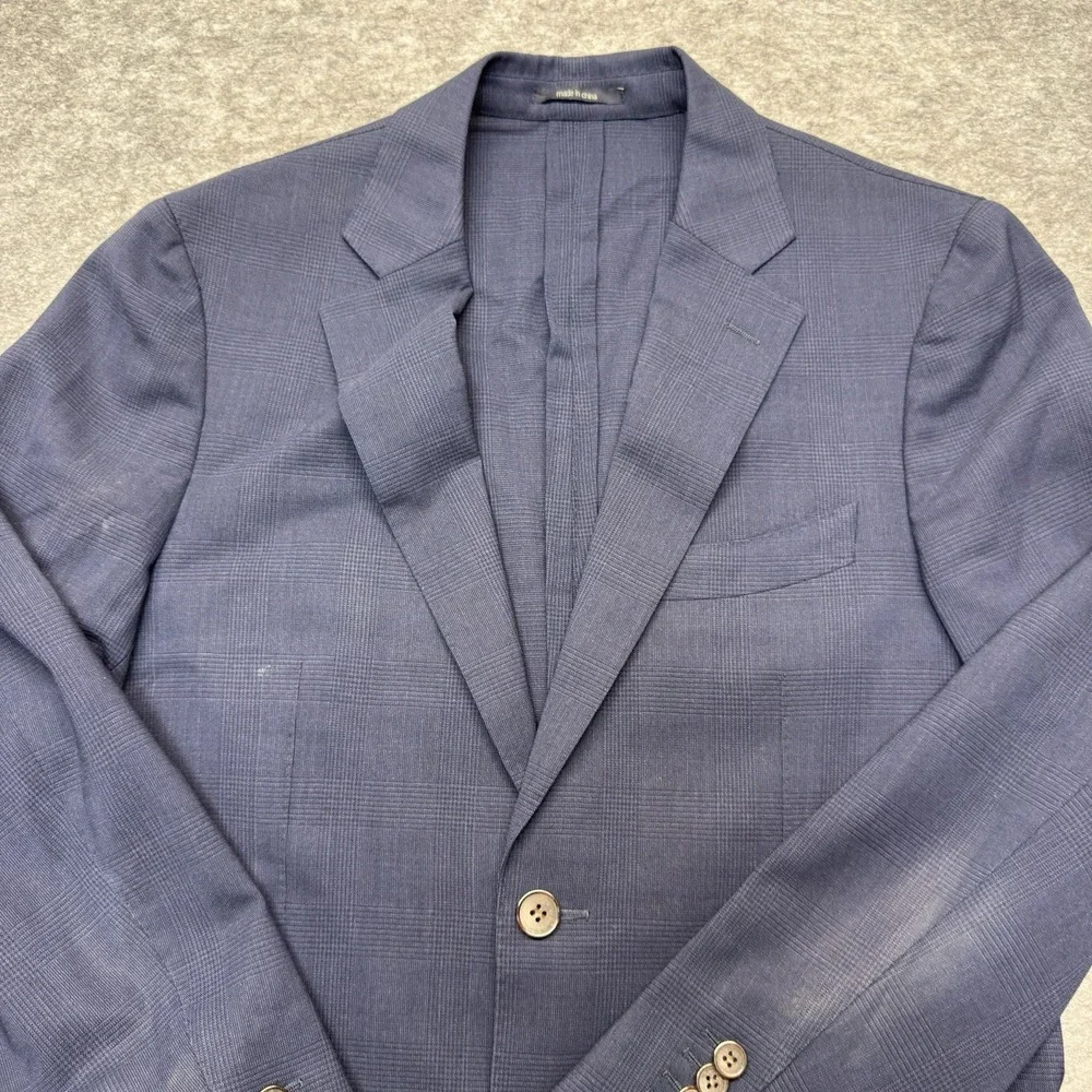 Suitsupply Sport Coat Mens 38 Navy Glen Check Wool Havana Unlined iTravel Blazer